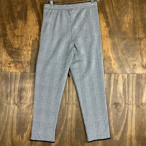 Zara Basic Womens Pants Black White Plaid Pull On Drawstring Pockets Small - Picture 8 of 10